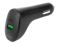Essentials - Bilstrømadapter - PD - 2 utgangskontakter (USB, USB-C) - svart