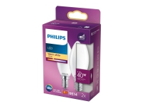 Philips - LED-lyspære - form: B35 - mattslipt finish - E14 - 4.3 W (ekvivalent 40 W) - klasse F - varmt hvitt lys - 2700 K (en pakke 2)