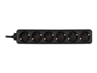 DELTACO GT-130 - Flerkoplingslist - 3500 watt - inngang: CEE 7/7 - utgangskontakter: 6 (CEE 7/4) - 5 m - svart