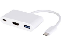 MICROCONNECT USB C han til USB 3.0 hun, HDMI 1,4 hun, USB 3.1 hun adapter, længde 20 cm, farve: hvid