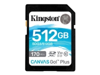 Kingston Canvas Go! Plus - Flashminnekort - 512 GB - Video Class V30 / UHS-I U3 / Class10 - SDXC UHS-I