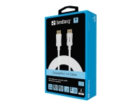 Sandberg - DisplayPort-kabel - DisplayPort (hann) til DisplayPort (hann) - DisplayPort 1.4 - 2 m - 8K-støtte - hvit