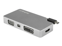 StarTech.com USB C Multiport Video Adapter with HDMI, VGA, Mini DisplayPort or DVI, USB Type C Monitor Adapter to HDMI 1.4 or mDP 1.2 (4K), VGA or DVI (1080p), Space Gray Aluminum Adapter - 4-in-1 USB-C Converter (CDPVDHDMDPSG) - Ekstern videoadapter