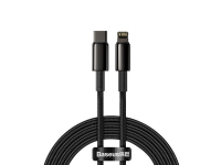 Baseus Tungsten Gold, 2 m, Lightning, USB C, Hankjønn, Hankjønn, Sort