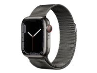 Apple Watch Series 7 (GPS + Cellular) - 41 mm - rustfritt grafittstål - smartklokke med fint strikket løkke - rustfritt stål - grafitt - håndleddstørrelse: 130-180 mm - 32 GB - Wi-Fi, Bluetooth - 4G - 42.3 g