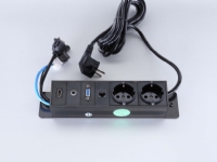 Götessons Bi-Box Power Inlay - Uttak - HD-15, RJ-45, stereo minijack 3,5 mm, HDMI, strøm X 2 - svart