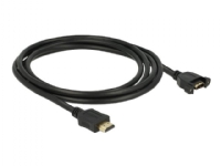 Delock - HDMI-forlengelseskabel med Ethernet - HDMI hann til HDMI hunn skrubar - 2 m - svart - 4K-støtte