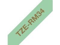 Brother TZe-RM34 gavebånd 12mm x 4m - guld på mintgrøn satinbånd