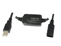 LogiLink 10m USB - USB 2.0 M/F, 10 m, USB A, USB A, USB 2.0, Hankjønn/hunkjønn, Svart
