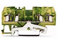 WAGO Gennemgangsklemme PE 2,5mm² fjederterminal gul/grøn 3-leder midterpåskrift til TS 83 - (100 stk.)