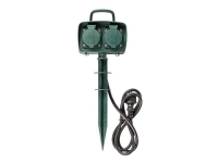 Nedis Garden Extension socket - Strømsplitter - CEE 7/7 (P) til CEE 7/7 (R) - 1.5 m - utendørs - grønn