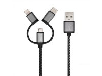 3SIXT BLK USB-C+Micro USB+Lightning Cable 1.0m