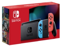 Nintendo Switch V2 - Spilkonsol - Full HD - 32GB - sort / neonrød / neonblå