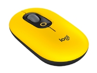 Logitech POP Mouse Wireless (Med emoji-tast) - Mus - Høyre- og venstrehendt - Optisk - Trådløs - Bluetooth (kompatibel med Logi Bolt USB-mottaker) - Blast Yellow