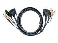 ATEN 2L-7D03UI - Video- / USB / audio-kabel - USB, ministereojakk, DVI-D (hann) til ministereojakk, USB-type B, DVI-D (hann) - 3 m - for ATEN CS1768