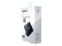 Samsung T5 MU-PA1T0 - Solid State Drive - kryptert - 1 TB - ekstern (bærbar) - USB 3.1 Gen 2 (USB-C kontakt) - 256-bit AES - mørkesvart