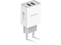 Charger Alligator Wall charger Alligator, 2x USB, USB-C 2A cable, smart IC, 2.4 A, white