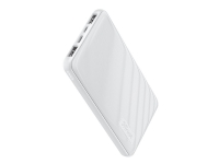 Trust Primo Ultra-thin - Strømbank - 10000 mAh - 37 Wh - 15 watt - 3 A - Fast Charge - 3 utgangskontakter (2 x USB, USB-C) - på kabel: Micro-USB - hvit