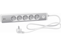 Power strip Schneider Electric Odace surge protector 5 sockets 1.5m 2xUSB silver (ST935U1WA)