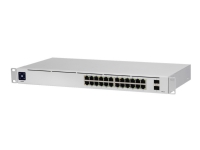 Ubiquiti UniFi Switch USW-24-POE - Switch - Administreret - 24 x 10/100/1000 (16 PoE+) + 2 x Gigabit SFP - desktop, monterbar på stativ - PoE+ (95 W)
