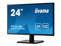iiyama ProLite X2474HS-B2 - LED-skjerm - 24 (23.6 synlig) - 1920 x 1080 Full HD (1080p) - VA - 250 cd/m² - 3000:1 - 4 ms - HDMI, VGA, DisplayPort - høyttalere - svart