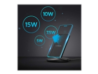 Anker PowerWave II Stand - Trådløs ladepute + AC-strømadapter - 15 watt - svart - Europa