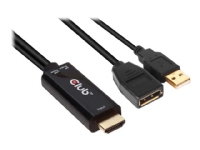 Club 3D - Video adapter - DisplayPort hunn til HDMI, USB (kun strøm) hann - 25 cm - 4K-støtte, aktiv