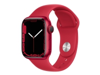 Apple Watch Series 7 (GPS + Cellular) - (PRODUCT) RED - 41 mm - rød aluminium - smartklokke med sportsbånd - fluorelastomer - rød - båndbredde: Regular - 32 GB - Wi-Fi, Bluetooth - 4G - 32 g