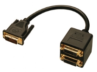 Lindy DVI Splitter Cable, 0,18 m, DVI-D, DVI-D, Svart, Hankjønn/hunkjønn