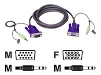 ATEN 2L-2402A - Video/lydkabel - HD-15 (VGA), minijakk (hann) til HD-15 (VGA), minijakk (hann) - 1.8 m - for ATEN VS-0116, VS1601 Video Matrix Switch VS-0202, VS-0204, VS-0404