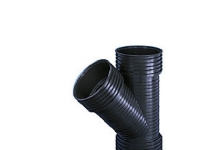 Grenrør 45 gr. DN250. 282mm - med 3 muffer. Wavin X-Stream sort PP