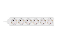 DELTACO GT-128 - Flerkoplingslist - 3500 watt - inngang: CEE 7/7 - utgangskontakter: 6 (CEE 7/4) - 5 m - hvit