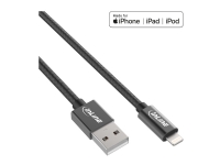 InLine 31422B, 2 m, Lightning, USB A, Hankjønn, Hankjønn, Sort