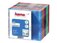 Hama - Tynn CD-oppbevaringseske - kapasitet: 1 CD - gjennomsiktig blå, transparent grønn, transparent oransje, transparent fiolett, transparent rosa (en pakke 25)