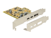 Delock PCI Express Card > 1 x external USB Type-C 3.1 female + 1 x external USB Type-C 3.1 (DP Alt Mode) female - USB-adapter - PCIe 3.0 lav profil - USB-C 3.1 Gen 2 x 2