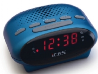 Ices ICR-210, Klokke, FM,PLL, LED, 1,52 cm (0.6), Blå, 3 V