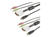 StarTech.com 6 ft 4-in-1 USB DVI KVM Cable with Audio and Microphone - DVI KVM Cable - USB KVM Cable - KVM Switch Cable (USBDVI4N1A6) - Tastatur/video/mus/lyd-forlengelseskabel - USB, ministereojakk, DVI-I til ministereojakk, USB-type B, DVI-I - 1.8