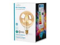 Nedis WiFi Smart Bulb - LED-filamentlyspære - form: G125 - E27 - 5 W (ekvivalent 40 W) - klasse F - varmt hvitt lys - 2200 K - gull