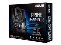ASUS PRIME B450-PLUS - Hovedkort - ATX - Socket AM4 - AMD B450 Chipset - USB 3.1 Gen 1, USB 3.1 Gen 2, USB-C Gen1 - Gigabit LAN - innbygd grafikk (CPU kreves) - HD-lyd (8-kanalers)