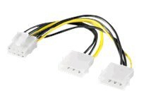 MicroConnect - Strømadapter - 4-pin intern strøm (hann) til 8-pins PCIe-strøm (hunn)