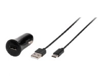 Vivanco CARCHARGERVVUSBC3A - Bilstrømadapter - 3 A - Fast Charge (USB) - på kabel: USB-C - svart