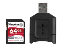 Kingston Canvas React Plus - Flashminnekort - 64 GB - Video Class V90 / UHS-II U3 / Class10 - SDXC UHS-II