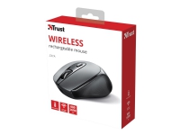 Trust Zaya - Mus - høyre- og venstrehåndet - optisk - 4 knapper - trådløs - 2.4 GHz - USB trådløs mottaker - svart