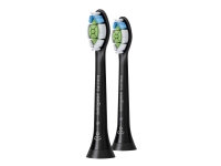 Philips Sonicare W2 Optimal White HX6062 standard - Utskiftningsbørstehode - for tannbørste - svart (en pakke 2) - for Sonicare 2 Series Sonicare DiamondClean Smart HX9902 Sonicare ProtectiveClean 4100 6100