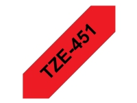 Brother TZe-451 - Standardklebemiddel - svart på rødt - Rull (2,4 cm x 8 m) 1 cassette(s) laminert teip - for Brother PT-D600 P-Touch PT-3600, D800, E550, E800, P750, P900, P950 P-Touch EDGE PT-P750