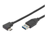 ASSMANN - USB-kabel - USB-C (hann) vinklet til USB-type A (hann) rett - USB 3.1 Gen2 - 3 A - 1 m - formstøpt - svart