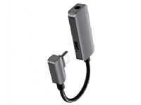 4smarts SoundSplit - USB-C til hodetelefonjakk / ladeadapter - USB-C hann vinklet til ministereojakk, USB-C hunn - 13.5 cm - lagermetall - aktiv