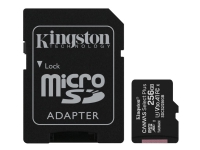 Kingston Canvas Select Plus - Flashminnekort (microSDXC til SD-adapter inkludert) - 256 GB - A1 / Video Class V30 / UHS Class 3 / Class10 - microSDXC UHS-I