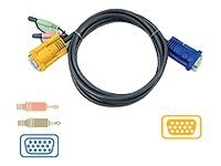 ATEN 2L-5203A - Video/lydkabel - HD-15 (VGA), minijakk (hann) til 15-pins SPHD (hunn) - 3 m - for MasterView CS-1742, Dual-View CS-1744