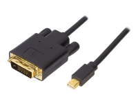 DELTACO DP-DVI302 - DisplayPort-kabel - Mini DisplayPort (hann) til DVI-D (hann) - 3 m - tommelskruer - svart